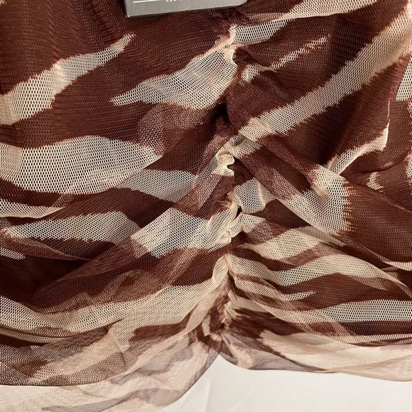 Eloquii Women’s Plus Size 18/20 Crop Top Ruched Brown White Animal Print New 77 - Picture 5 of 10